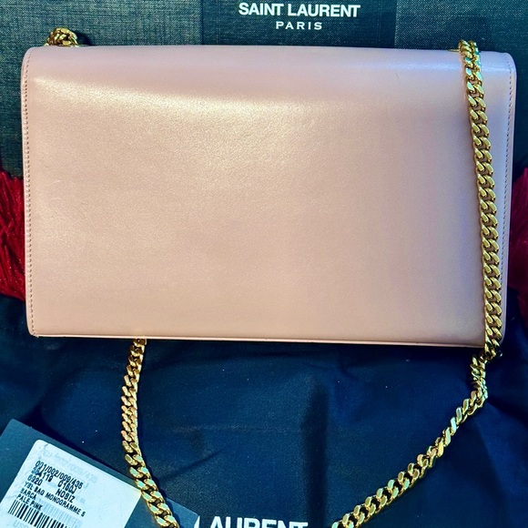 💯🥰SAINT LAURENT Grain De Poudre Medium Classic Kate Tassel Satchel Pale Blush - Picture 9 of 17